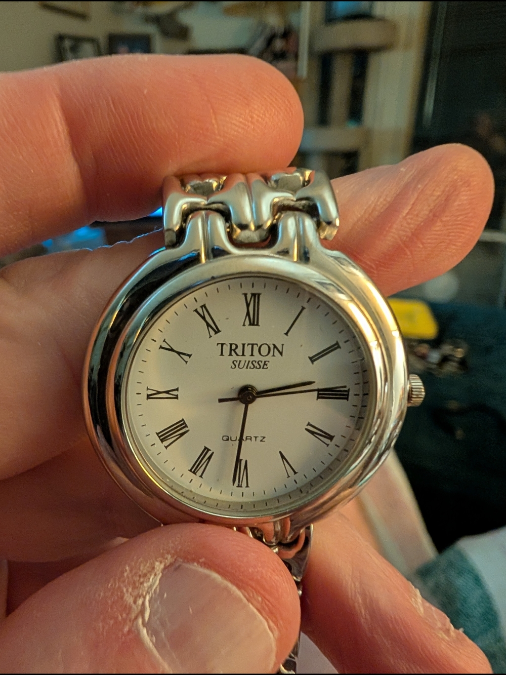 Triton Suisse Silver Quartz Bracelet Watch - White Dial With Brand New Battery
